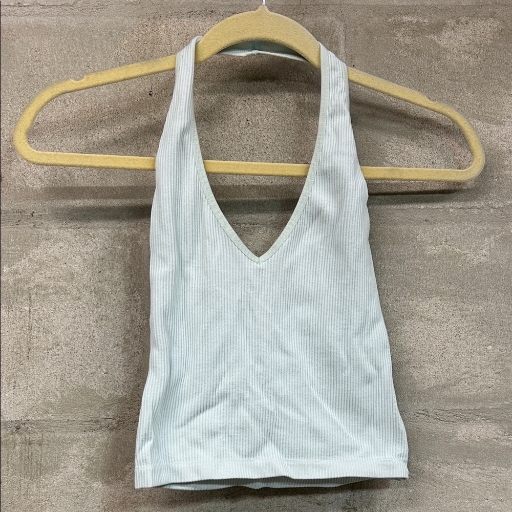 Women's blue Ribbed Halter Top
